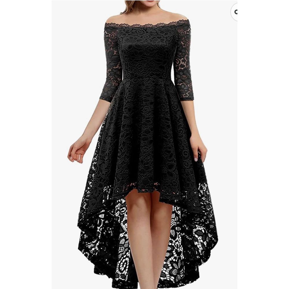 Elegant Black Lace Off-Shoulder Dress
